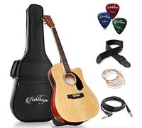 Ashthorpe Paquete de guitarra acústica eléctrica de tamaño completo Cutaway Thinline - Premium Tonewoods