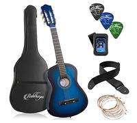 Ashthorpe Paquete de guitarra acústica para principiantes de 30 pulgadas (azul), kit básico de inicio con bolsa de concierto, cuerdas, correa, afinador, púas