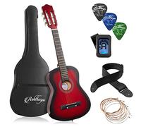 Ashthorpe Paquete de guitarra acústica para principiantes de 30 pulgadas (rojo), kit básico para principiantes con bolsa de concierto, cuerdas, correa, afinador, púas