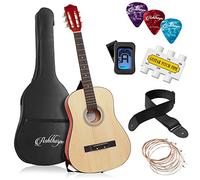 Ashthorpe Paquete de guitarra acústica para principiantes de 38 pulgadas (natural), kit básico de inicio con bolsa de concierto, cuerdas, correa, afinador, tubo de tono, púas