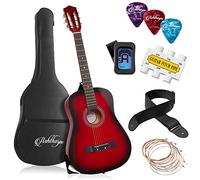 Ashthorpe Paquete de guitarra acústica para principiantes de 38 pulgadas (rojo), kit básico de inicio con bolsa de concierto, cuerdas, correa, afinador, tubo de tono, púas