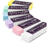Ashton and Wright - Borrador clásico - Caucho plástico sin látex - Paquete de 6 - Paquete de 5 colores pastel + 1 blanco