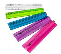 Ashton and Wright - Reglas elevadas de 15 cm - Resistente a los golpes - Papelería Paquete de 5 (mezcla transparente)