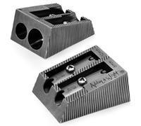 Ashton and Wright Sacapuntas de metal | Sacapuntas | Ideal para la escuela, oficina, trabajo, papelería en casa (plata envejecida, doble agujero)