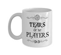 Ashton Books-n-Things - Taza de café de cerámica de 325 ml, diseño de Dungeons and Dragons con diseño de lágrimas de mis jugadores, color blanco