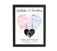 ASHVAH Marco de fotos personalizado con mapa de larga distancia con tu foto, nombre, mensaje y lugar de regalo para amigos y parejas - 122