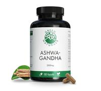 Ashwagandha - Alta dosis: 2500 mg y 127 mg de Withanolides - Suministro para 2 meses (180 cápsulas) - 100% vegano y sin aditivos - Green Naturals®