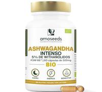 Ashwagandha BIO KSM-66™ | Alta Potencia, 1000mg | 5% withanólidos | Extracto de raíz de Ashwagandha Orgánica | Sueño, Bienestar, Energía | Primera Calidad