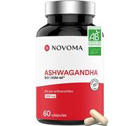 Ashwagandha bio KSM66® 500mg | Extracto puro de raíz | 5% Withanolidi | Adaptógeno natural antiestrés y reparador del sueño | 60 cápsulas veganas | Fabricado en Francia | NOVOMA (ex Nutrivita)