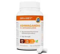 Ashwagandha de Alta Potencia - 300mg Con 5% de Withanólidos - Relajación, alivio del estrés, descanso y claridad mental - Combinable con magnesio o melatonina - 120 cápsulas