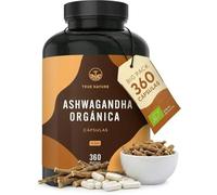Ashwagandha ecológica - 360 Cápsulas - Dosis alta: 2600mg diarios (90 días) - 650mg por cápsula - ashwagandha orgánica cápsulas - Vegano - TRUE NATURE