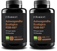 Ashwagandha Ecológica KSM-66 600 mg, 5% Withanólidos - 120 Cápsulas (Paquete de 2)