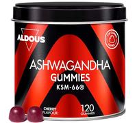 Ashwagandha Gominolas - 120 Gummies sabor Cereza - Ashwagandha KSM-66 - Withania Somnífera - Relajación Natural y Bienestar - Energía y Vitalidad - Para los amantes de las gominolas - ALDOUS