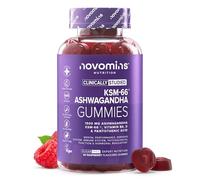 Ashwagandha KSM-66 1500 mg | Sin Azúcar | 60 Gominolas | Novomins | Ashwagandha Gominolas con Ácido Pantoténico, Vitamina B6 y D | Vegano, Sin Gluten, No OGM | Suministro para 1 Mes