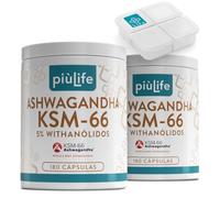 Ashwagandha KSM-66 600mg PiùLife, 360 Cápsulas, Extracto De Raíz Withania Somnifera 5% Withanólidos, Ashwagandha Con Pimienta Negra, Estrés Y Bienestar Mental, De Agricultura Ecológica