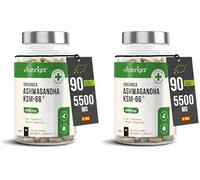 Ashwagandha KSM-66 | Bio Ashwagandha Cápsulas 5500 mg | 3 Meses - 1 al Día | Bajar el Cortisol | 550 mg Ashawanda Concentrada KSM 66-10x Más Fuerte | VitaBright Asawanda (Paquete de 2)