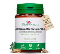 Ashwagandha KSM-66® Complex - Magnesio, Ginseng, Rhodiola y Eleuterococo - Adaptógeno para Estrés, Cortisol, Energía y Concentración - 60 Cápsulas Veganas