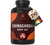 Ashwagandha KSM-66® Ecológica - 210 Cápsulas - Pastillas Cortisol alto - 600mg Extracto Alta Potencia - Withania somnifera (Ginseng indio auténtico) - Vegano - TRUE NATURE
