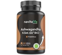 Ashwagandha KSM-66® Ecológica con Probióticos | 150 Cápsulas Veganas para 5 meses | 600mg por Dosis Máxima Diaria |Apoyo Estrés, Energía, Concentración y Equilibrio Mental y Digestivo | Navitalife