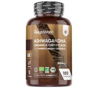 Ashwagandha Orgánica 605mg, 180 Cápsulas para 6 Meses, Con Pimienta Negra - Polvo de Raíz de Withania Somnifera, Con Certificación Orgánica, Suplemento Vegano, Sin Gluten ni OGM