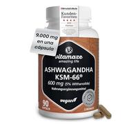 Ashwagandha Orgánica KSM-66® 600 mg (15:1) Alta Potencia 3 meses (90 cápsulas, una al día) Extracto de Raíz con 5% Withanólidos Vegano Sin Aditivos