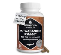 Ashwagandha Orgánica KSM-66® 9000mg (15:1) Alta Potencia 3 meses (90 cápsulas, una al día) Extracto de Raíz con 5% Withanólidos Vegano Sin Aditivos