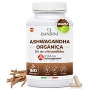 Ashwagandha Orgánica KSM-66® Extra Fuerte - 180 Cápsulas para 6 meses - Withania Somnifera organica en polvo con 5% de witanólidos - 100% Vegano y BIO - 500mg por día (1 cápsula) - Contra el estrés