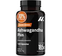 Ashwagandha Plus, Nootropico, Adaptogeno con extracto estandarizado 50:1 equivalente 18,450 mg de ashwagandha en polvo, 10% de Withanolidos (2X mas que KSM-66)- Calma, Descanso y Bienestar 120 Caps