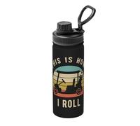 Así es como ruedo mi carrito de golf, hervidor deportivo aislado de 18 oz, botella de agua de acero inoxidable para correr, senderismo, ciclismo, escalada, botella de agua para hombre y mujer.