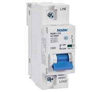 ASI NDB1-125C100-1, disyuntor en miniatura, interruptor de circuito de riel DIN de 100 amperios, 1 polo, 240 Vac, 60 V CC, curva de viaje C, UL 1077, 16 a 1/0 AWG