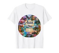 Asia, Destinos de cruceros Puertos de Escala asiáticos Camiseta gráfica económica, Hombre, Blanco, XL
