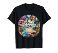 Asia, Destinos de cruceros Puertos de Escala asiáticos Camiseta gráfica económica, Hombre, Negro, S