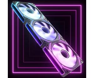 AsiaHorse COSMIQ Ventiladores RGB para PC 120 mm, set de 3 ventiladores ARGB con conexión en cadena, espejo infinito, FDB, 2000 RPM, 68,5 CFM, 24 ledes, 4 pines PWM y 5V 3 pines con controlador negro