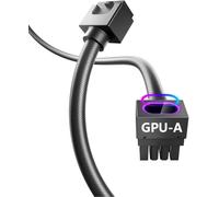 AsiaHorse Hydrus - Cable alargador GPU de 8 pines [tipo A - Clip inferior], cable de alimentación PCIE para tarjeta gráfica (no para CPU), 18 AWG Sleeved, 5 V ARGB Sync, color negro
