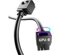 AsiaHorse Hydrus - Cable alargador GPU de 8 pines [tipo B - Clip inferior], cable de alimentación PCIE para tarjeta gráfica (no para CPU), 18 AWG Sleeved, 5 V ARGB Sync, color negro