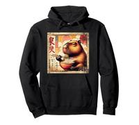 Asian Graphics, Ramen Capybara Anime Vintage Japanese Poster Sudadera con Capucha