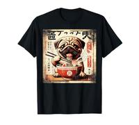 Asian Graphics, Ramen Pug Dog Anime Vintage Japanese Poster Camiseta