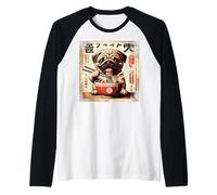 Asian Graphics, Ramen Pug Dog Anime Vintage Japanese Poster Camiseta Manga Raglan