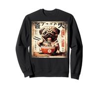 Asian Graphics, Ramen Pug Dog Anime Vintage Japanese Poster Sudadera