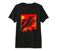 Asiático Respirando Fuego Dragones Japón 80's Manga Japonesa Cover Camiseta Premium