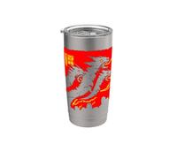 Asiático Respirando Fuego Dragones Japón 80's Manga Japonesa Cover Vaso térmico de acero inoxidable de doble pared