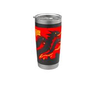Asiático Respirando Fuego Dragones Japón 80's Manga Japonesa Cover Vaso térmico de acero inoxidable de doble pared