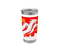 Asiático Respirando Fuego Dragones Japón 80's Manga Japonesa Cover Vaso térmico de acero inoxidable de doble pared