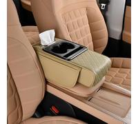 ASICPLB Funda Reposabrazos Coche para Chevrolet Chevelle Camaro Trax, Cojín de Apoyabrazos Cuero para Auto, Protector de Consola Central, Cubierta de Reposabrazos para Coche, D Beige