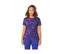 ASICS 2012C853-400 All Over Print SS Top T-Shirt Mujer Eggplant/Blue Violet Tamaño XS