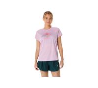 Asics camiseta manga corta Fujitrail Logo vêtement running femme M Rose