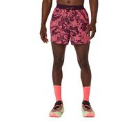 Asics Fujitrail All Over Print pantalones cortos de trail running para hombre de 13 cm | EU L in Blazing Coral/Dark Aubergine