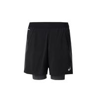 ASICS Pantalón deportivo 'ROAD' gris plateado / negro L gris plateado / negro