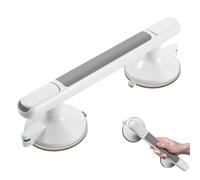 Asidero para ducha con ventosa, asa de baño estable para personas mayores y baño sin barreras - Ventosas grandes de 10 cm, sin taladrar y antideslizante, 31,7 x 8 cm