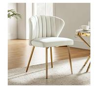 Asiento cómodo Silla de Comedor Terciopelo, Silla tocador pequeña y Moderna con Respaldo, Patas Metal, Elegante Decorativa sin Brazos for Sala Estar(Ivory)